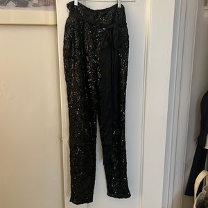 Ladakh Dazzle Black Sequin Swirl Harem Pants Slacks Comes with Belt.